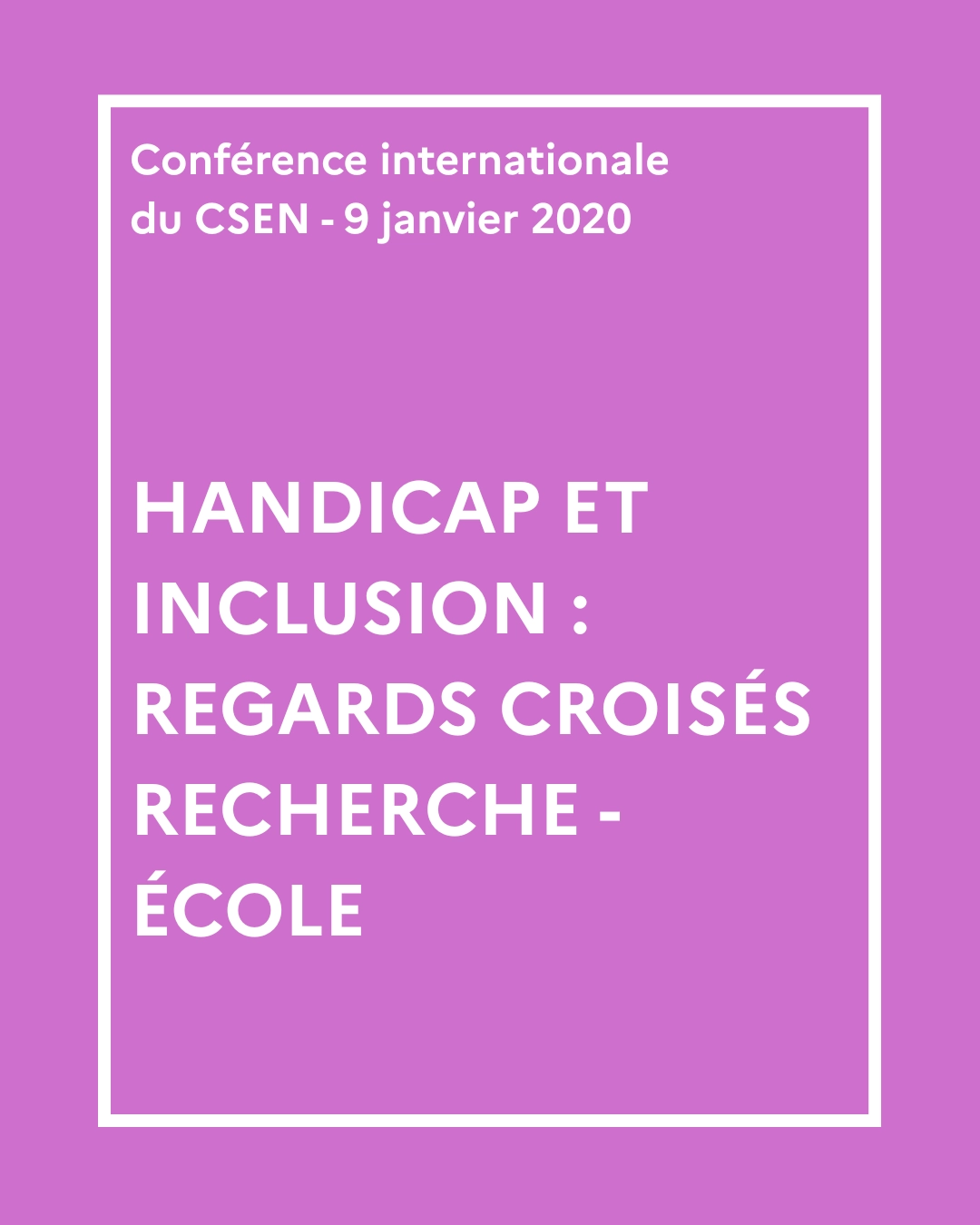 Couverture de la conférence Handicap et inclusion : regards croisés recherche-école
