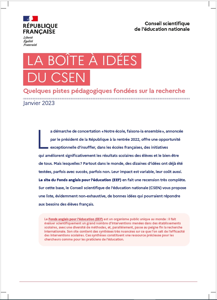 Couverture de la boîte à idées du CSEN