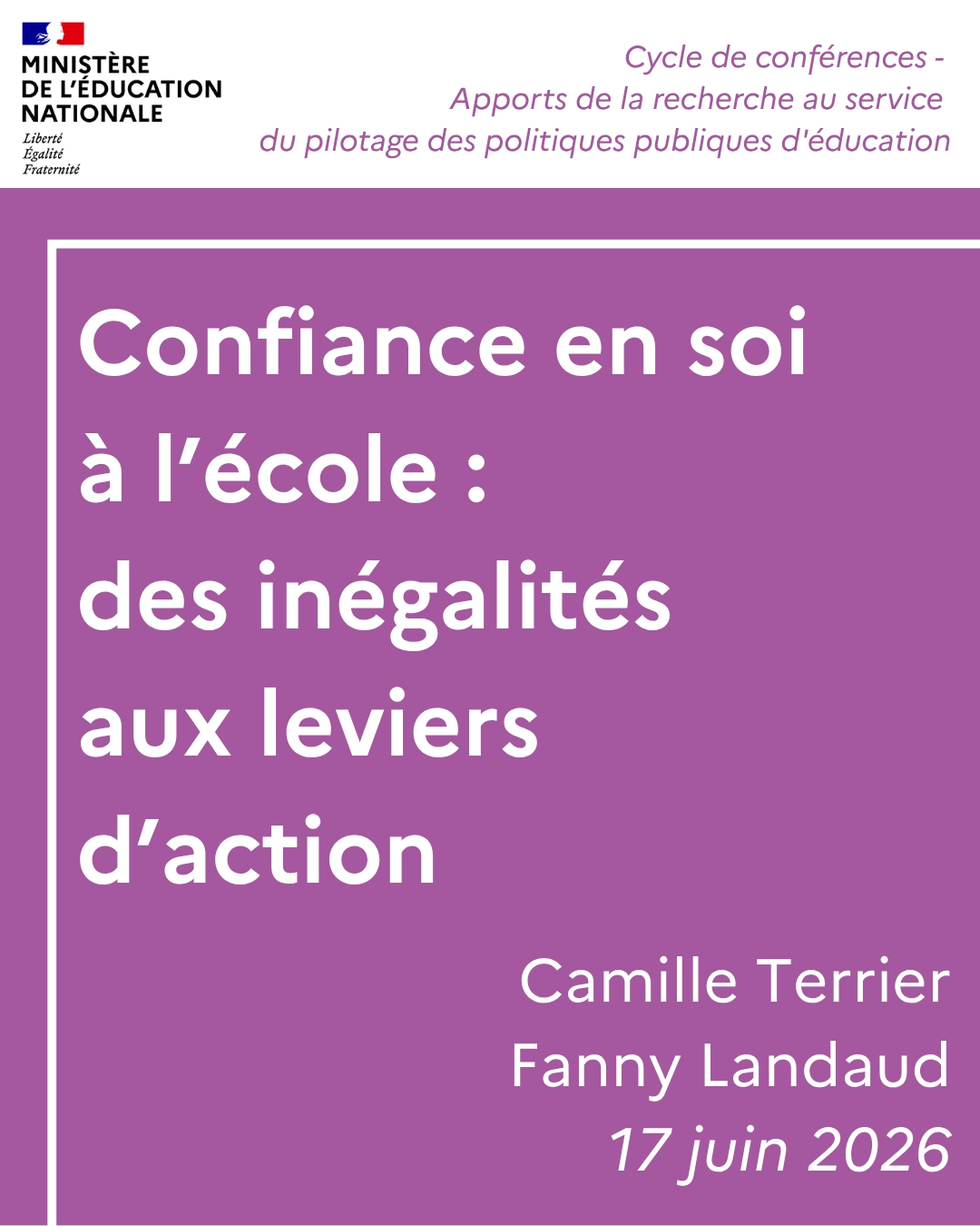 Couverture de la conférence DE Confiance en soi à l'école