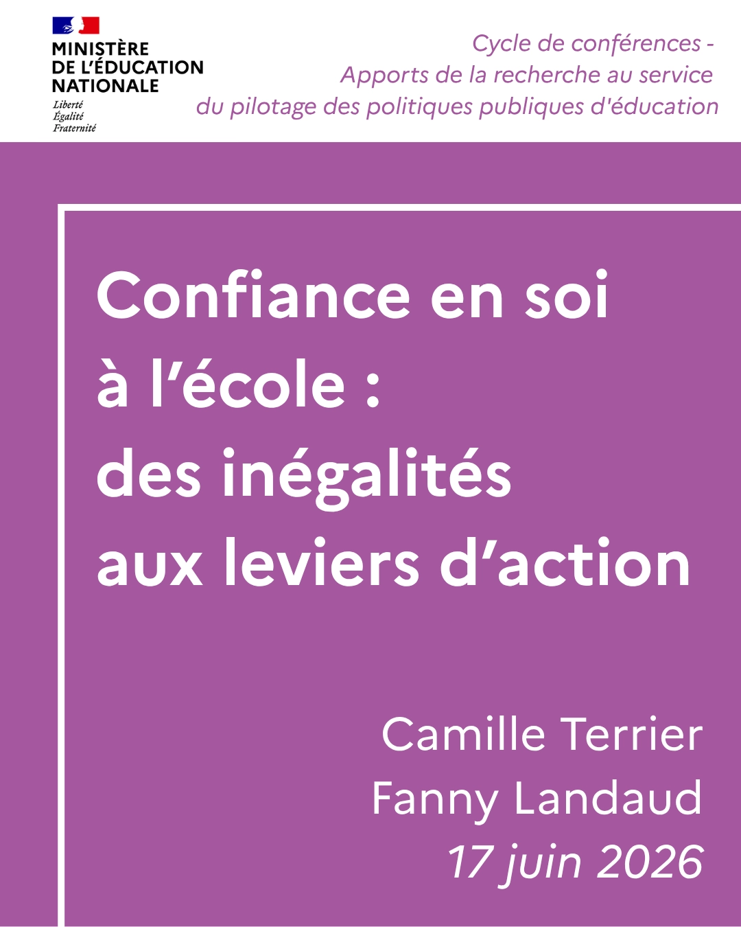 Couverture de la conférence DE Confiance en soi à l'école