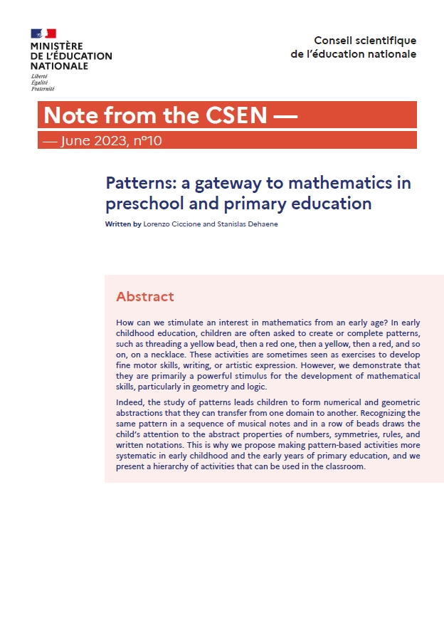 Cover of the english translation of note 10 - patterns